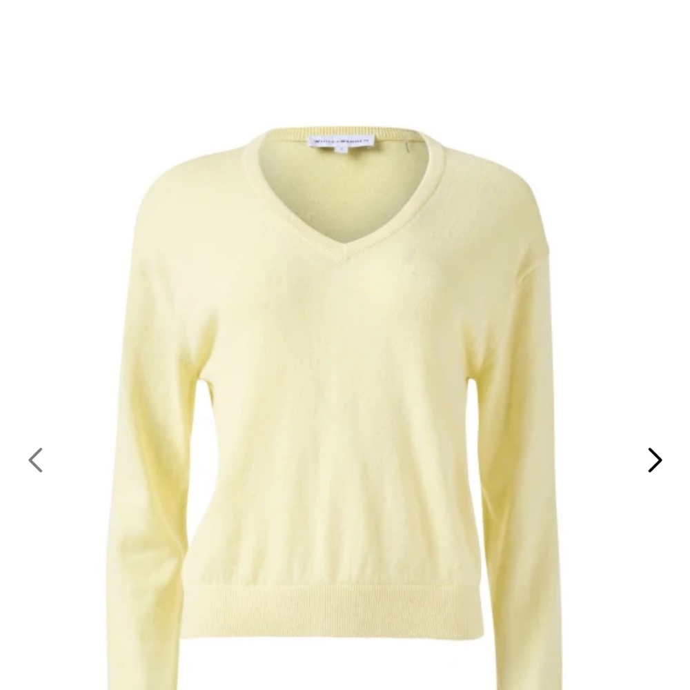 White + Warren Soft Yellow V-Neck Sweater